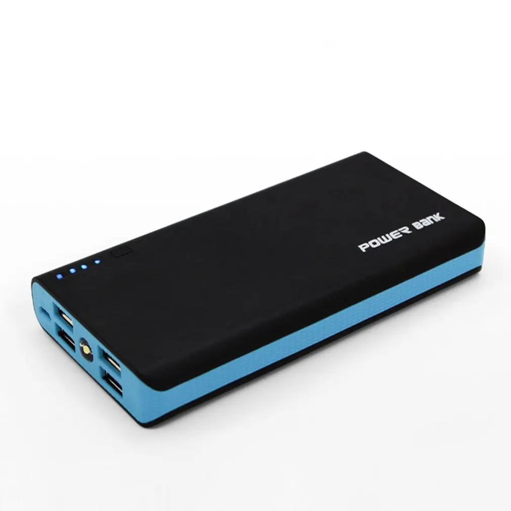 Power Bank Shell Case with LED Flashlight Powered By 6x 18650 Batteries 4 USB Ports 5V