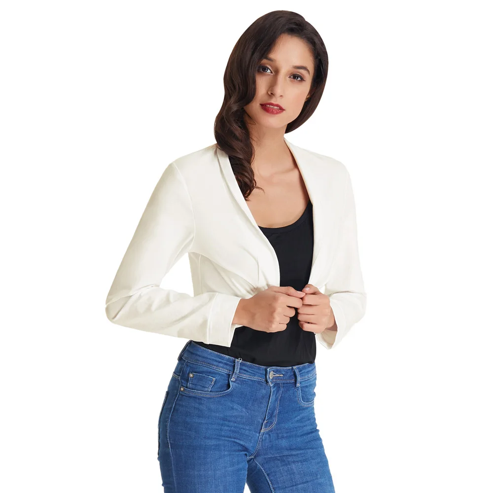 Женское болеро с длинными рукавами, хлопковый однотонный кардиган до талии, верхняя куртка