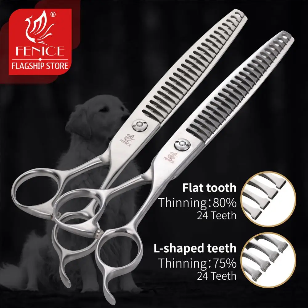 

Fenice 7.5 inch Professional Grooming Thinning Scissors Chunker Shears for Dog Beautician VG 10 Stainless Steel
