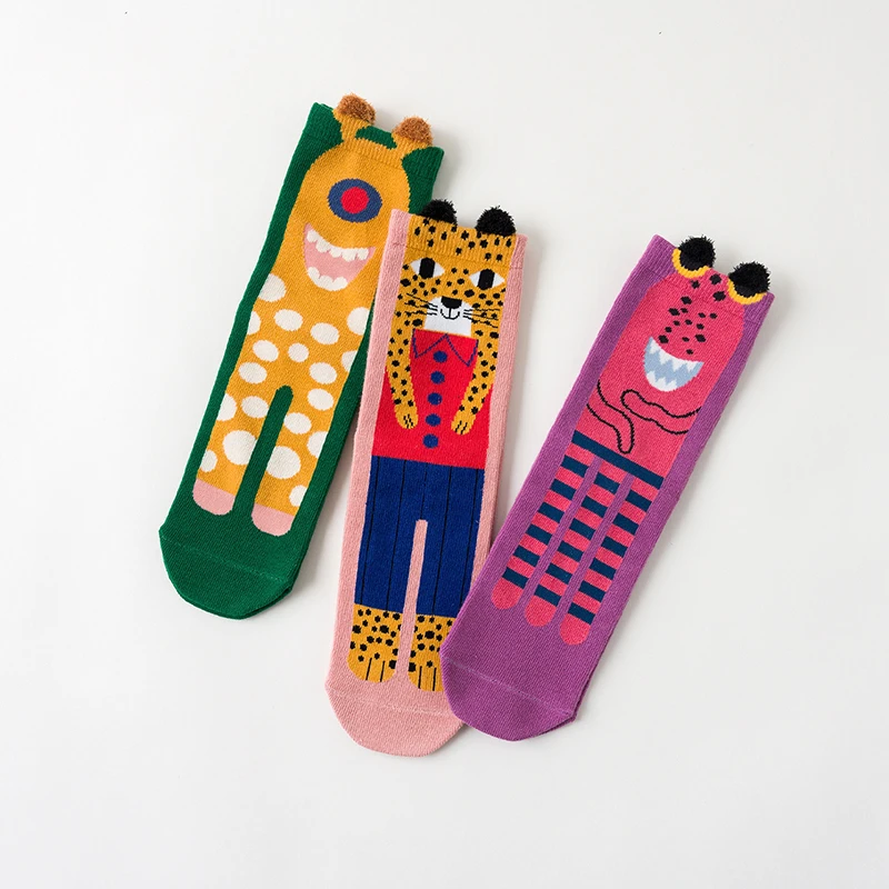 Женские носки в стиле Харадзюку Caramella, милые яркие носки в японском стиле, удобные забавные длинные хлопковые носки с рисунками животных, Chaussete Femme - Цвет: 516923
