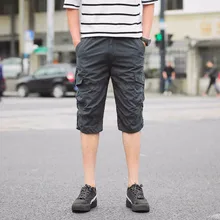 Большой размер 5XL, красивые летние мужские мешковатые шорты с несколькими карманами, военные шорты на молнии, мужские длинные армейские шорты зеленого цвета и цвета хаки, мужские тактические шорты