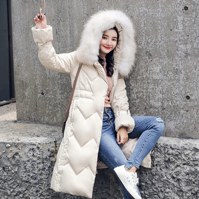 Winter New Style Women’s Coat Raccoon Fur Collar Mid-length over-the-Knee Princess Sleeve Thick down Jacket Wholesale Fashi