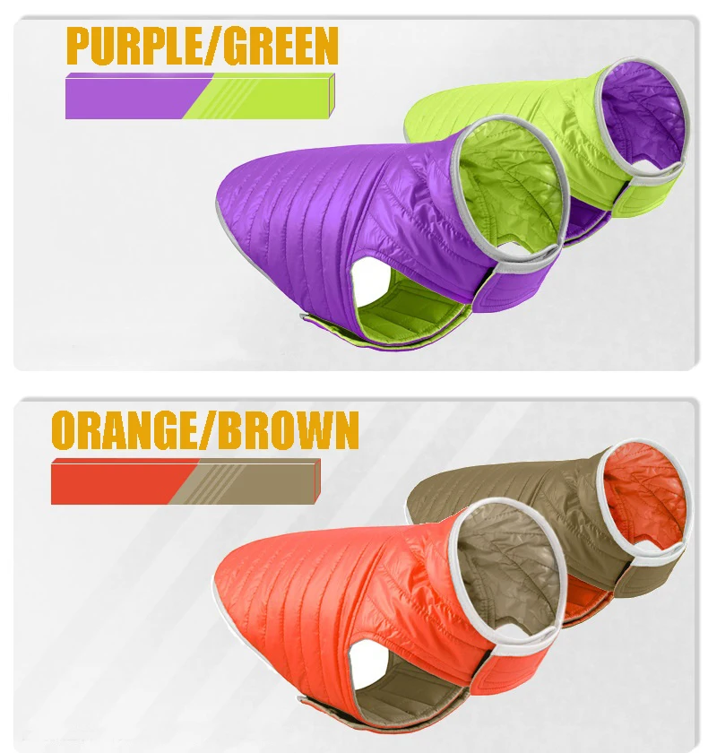Double-Sided Waterproof Puppy Jacket Winter Pet Dog Warm Clothes Vest Coat For Medium Dogs Reflective Clothing Pet Outfit XS-XXL