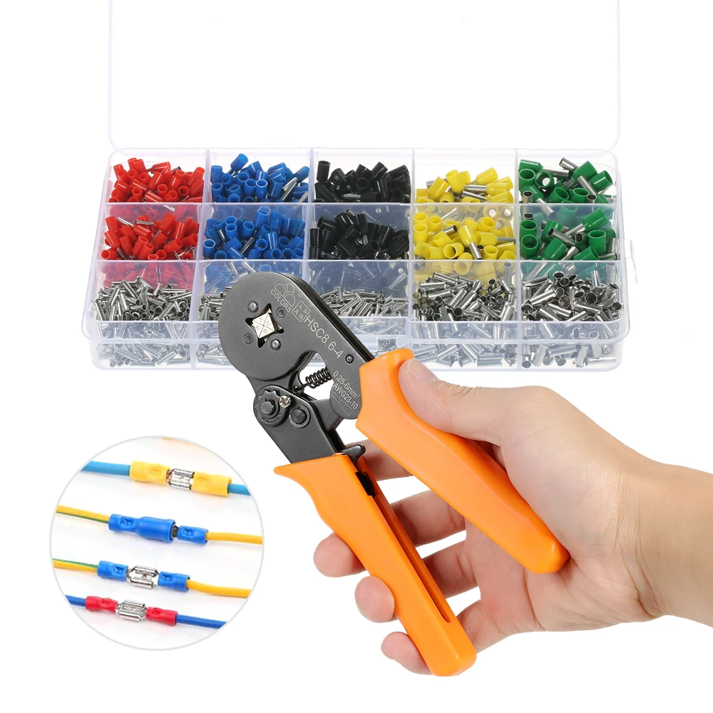 

Self Adjustable Professional Cable Wire Crimper Pliers Tool Ferrule Crimpers 1640 Copper Insulated Cord Pin End Crimp Terminals