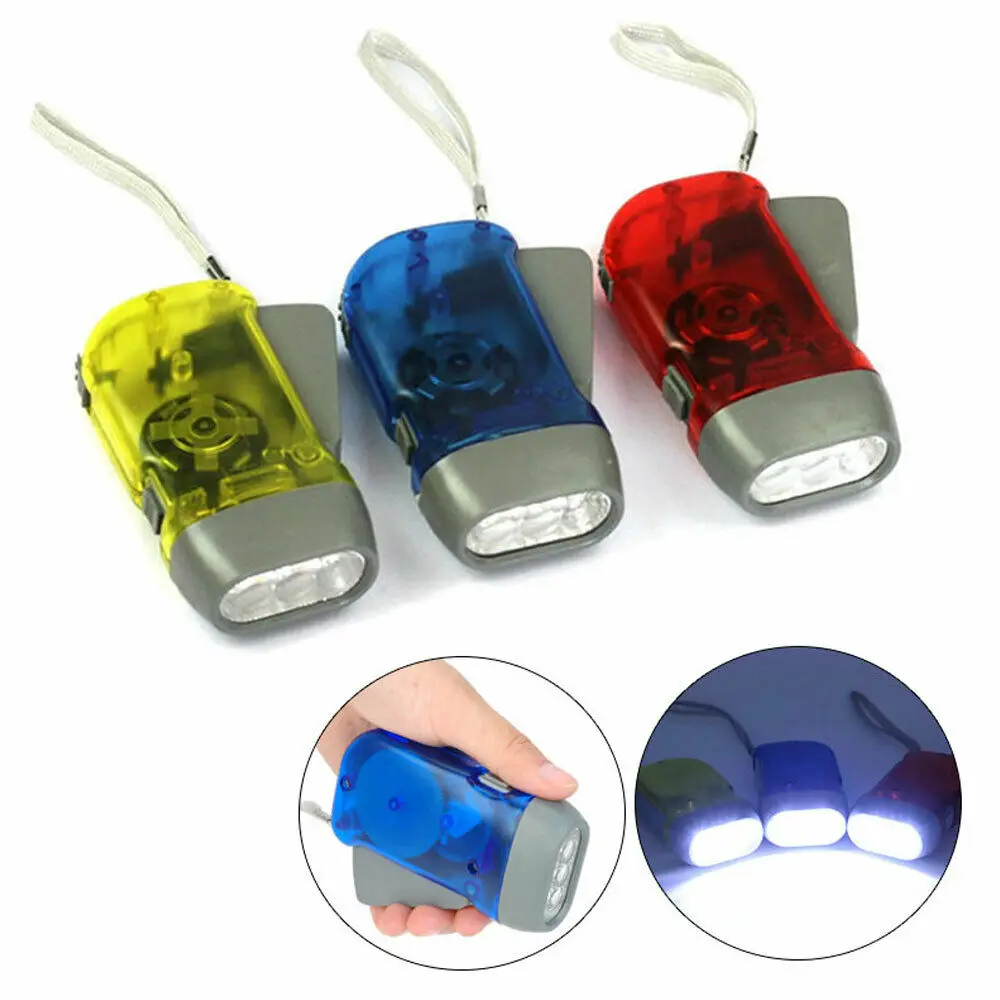 Description Picture 4 of itemLED Portable Hand Pressing Dynamo Crank Power Wind Up Flashlight Torch Camping Lamp Light Electric Energy Saving Accessories