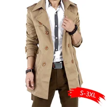 Мужской Тренч, новинка, брендовый, Повседневный, тонкий, длинный, мужской Тренч, s, осень, зима, двубортный, мужские пальто размера плюс