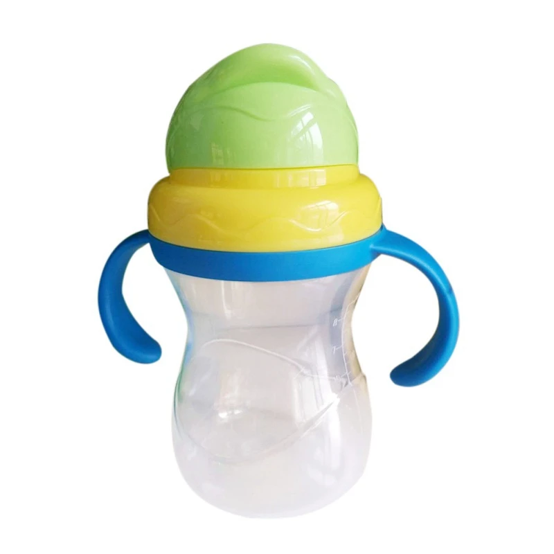 Новые детские герметичные бутылочки для кормления, Тренировочная бутылочка с трубочкой для питья, детская чашка с ручкой из силикагеля - Цвет: C