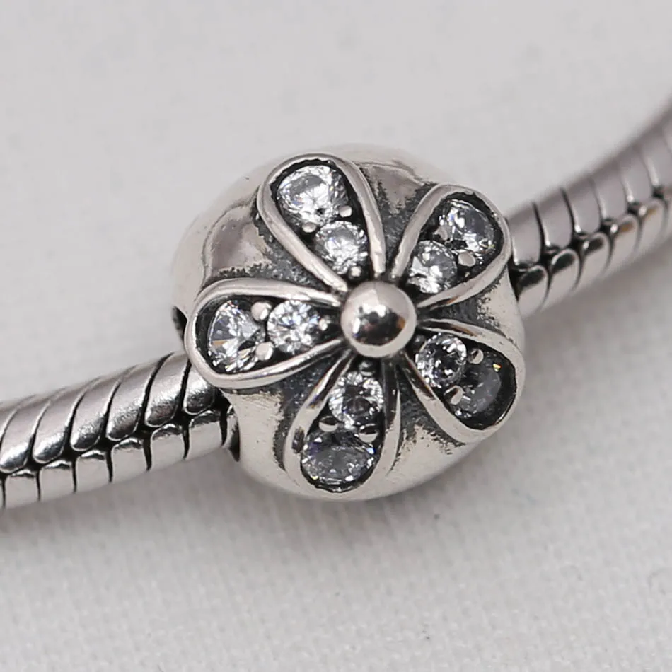 Аутентичные S925 DIY Ювелирные изделия Dazzling Daisies Шарм подходит для леди браслет