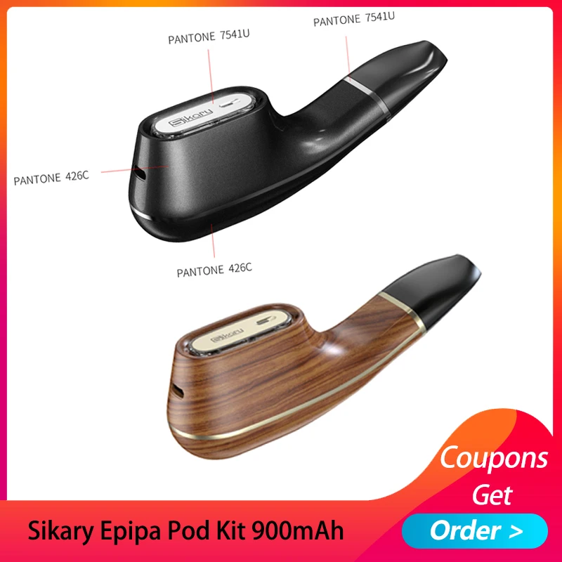

Sikary Epipa Pod Kit Mini Kit with 900mAh Battery & 2ml Pod 2 ohm wooden style Cruve E-cig VS vPipe III Ebony e-Pipe Kit