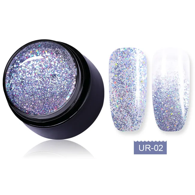 Rainbow2 Ur Sugar 5 мл голографический гель для ногтей с блестками лак блестящая Лазерная блестка Розовый Фиолетовый Цвет замочить от УФ-гель лак для ногтей - Цвет: Rainbow2