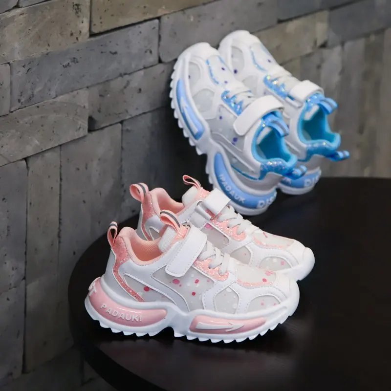 

kids chunky sneakers shoes autumn winter girls dad shoes hook&loop for 3-12 years old pink blue comfort sports school shoes 8hh1