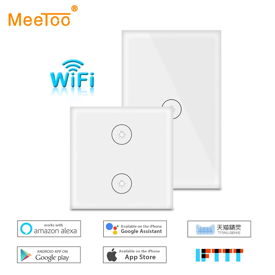 Tuya Smart Life WiFi переключатель сенсорный выключатель панель настенный светильник 10A EU