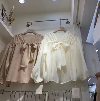 

2020 new Autumn New Style Ribbon Leader Chiffon Shirt em8 Slim Ladies Shirt Short Sleeve Shirt Women K7JD11-58-81