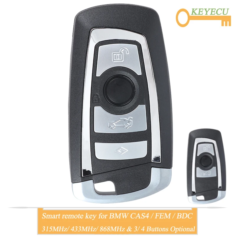 

KEYECU Smart Remote Control Car Key for BMW FEM/ BDC CAS4 CAS4+ 2011-2017, FOB 3/ 4 Buttons - 315MHz/ 433MHz/ 868MHz Frequency
