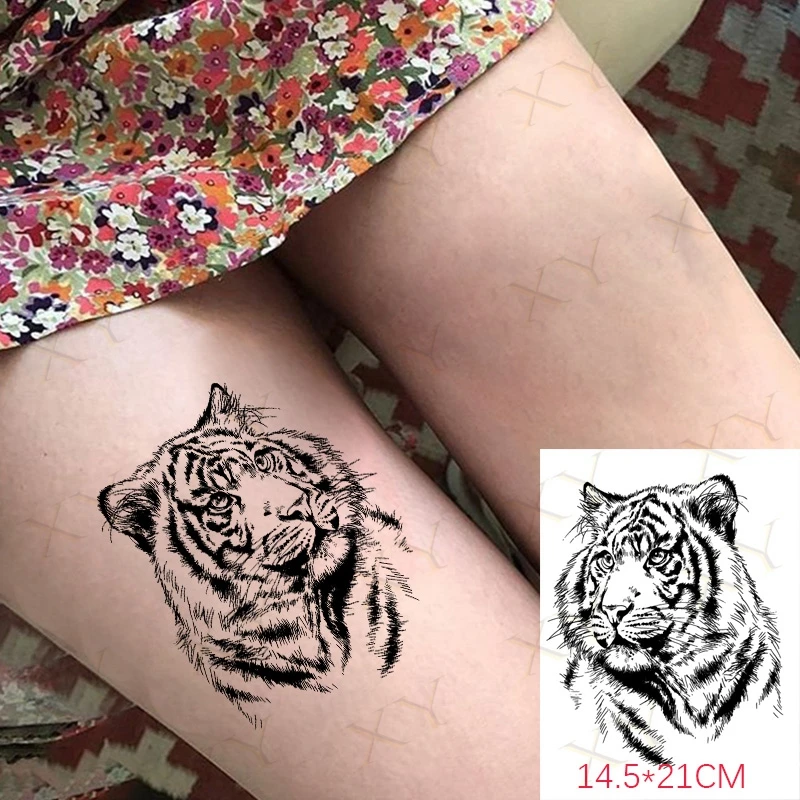 Waterproof Temporary Tattoo Sticker Tiger Wolf Goat Animal Flash Tattos Totem Flower Body Art Arm Fake Tatoo for Women Men | Красота и
