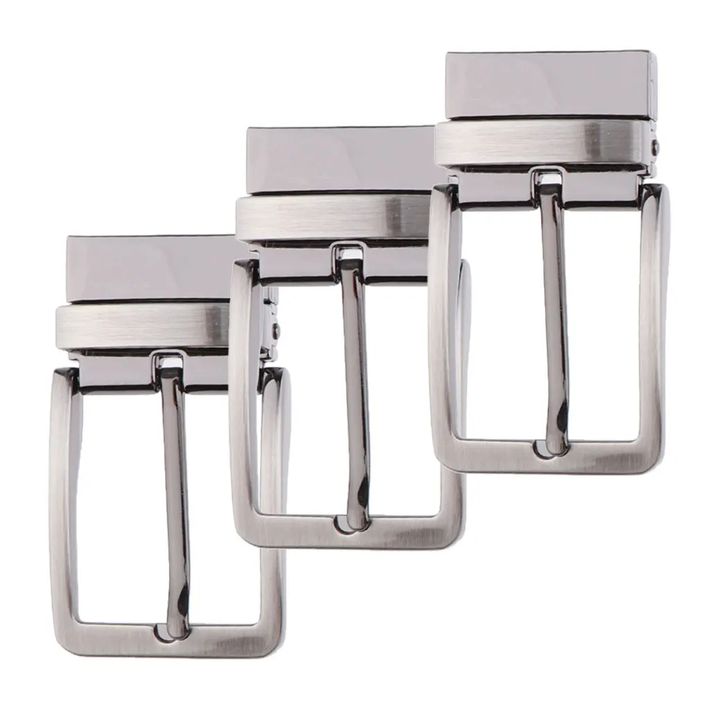 

Pack of 3 Reversible Alloy Belt Buckle Single Prong Rectangular Men Replacement
