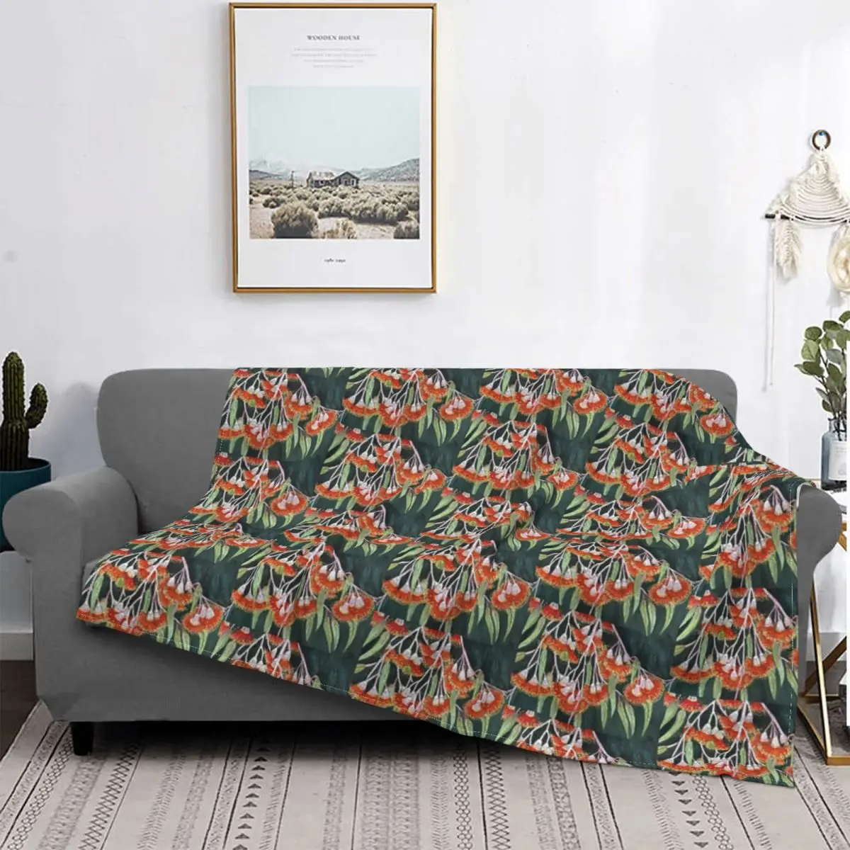Red Gumtree Blossoms By Judy Blanket Bedspread Bed Plaid Blankets Sofa Kawaii Throw And | Дом и сад