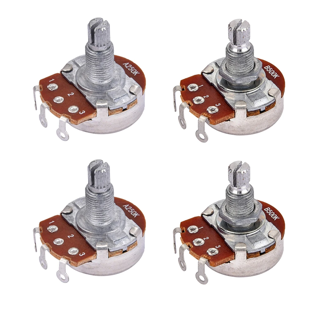 4Pcs Alpha A250K/B500K Potentiometer Pots for Electric Guitar Replacements