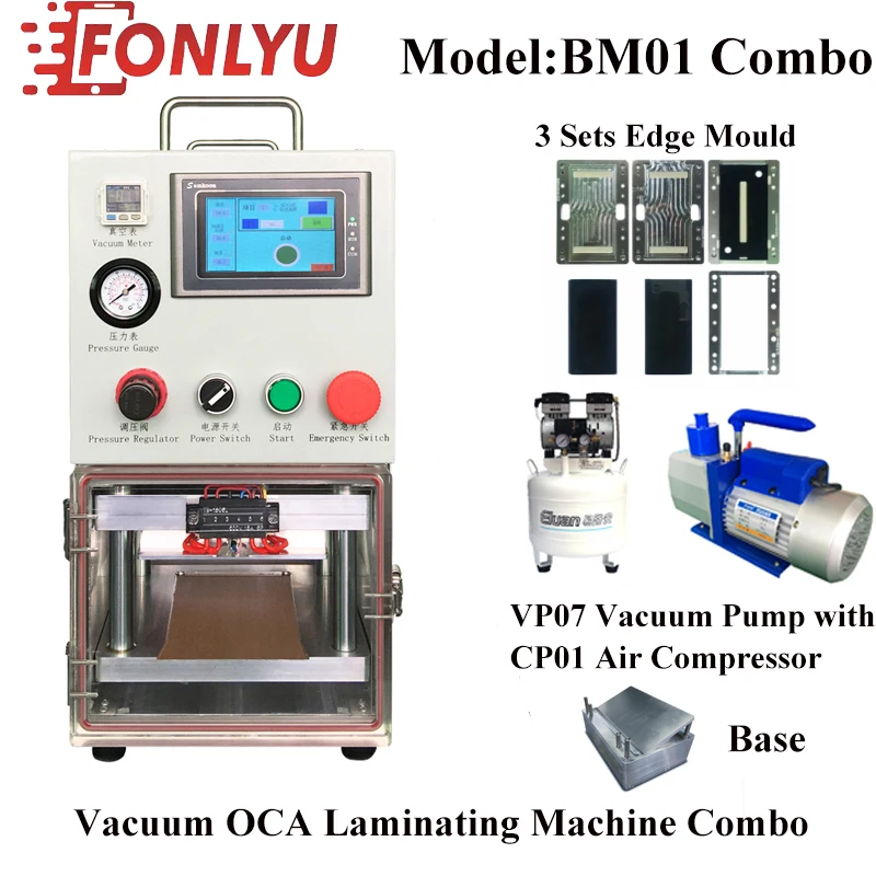 

BM01Vacuum Lamination Machine For Samsung Edge With Vacuum Pump Air Compressor And Three Set Free Edge Mold For YMJ Laminating