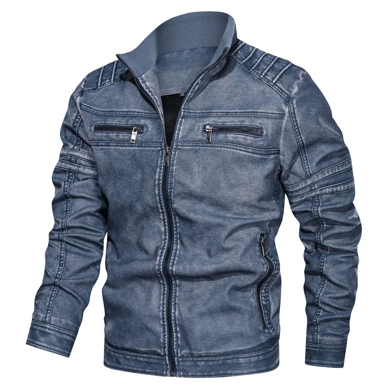 

2019 New Men's Casual Retro PU Leather Garment Male Pilot Jacket Plus Size 6XL Winter Men's Plus Velvet Locomotive Jacket Coat
