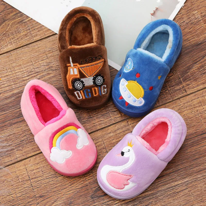 

Winter Unicorn Slippers Kids Toddler Girl Flip Flop Baby Boys Fur Slides Cotton Indoor Shoes Warm Fluffy House Children Slipper