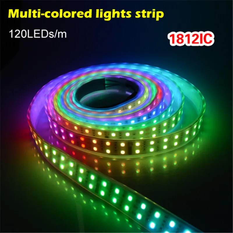 Ws2812 1812 IC Светодиодная лента 5 м 600 светодиодов Водонепроницаемая RGB DC 12 В мощность