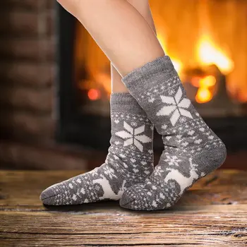 

FRALOSHA 3 Pairs Fawn Socks Seamless Slip Lining Ladies Interior Flooring Plus Velvet Socks Christmas Winter Warm Soft Slippers