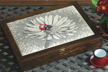 

GG Counted Cross Stitch Kit Fan blowing a fan Handmade Needlework For Embroidery 14ct Cross Stitch Color Ladybug and daisy