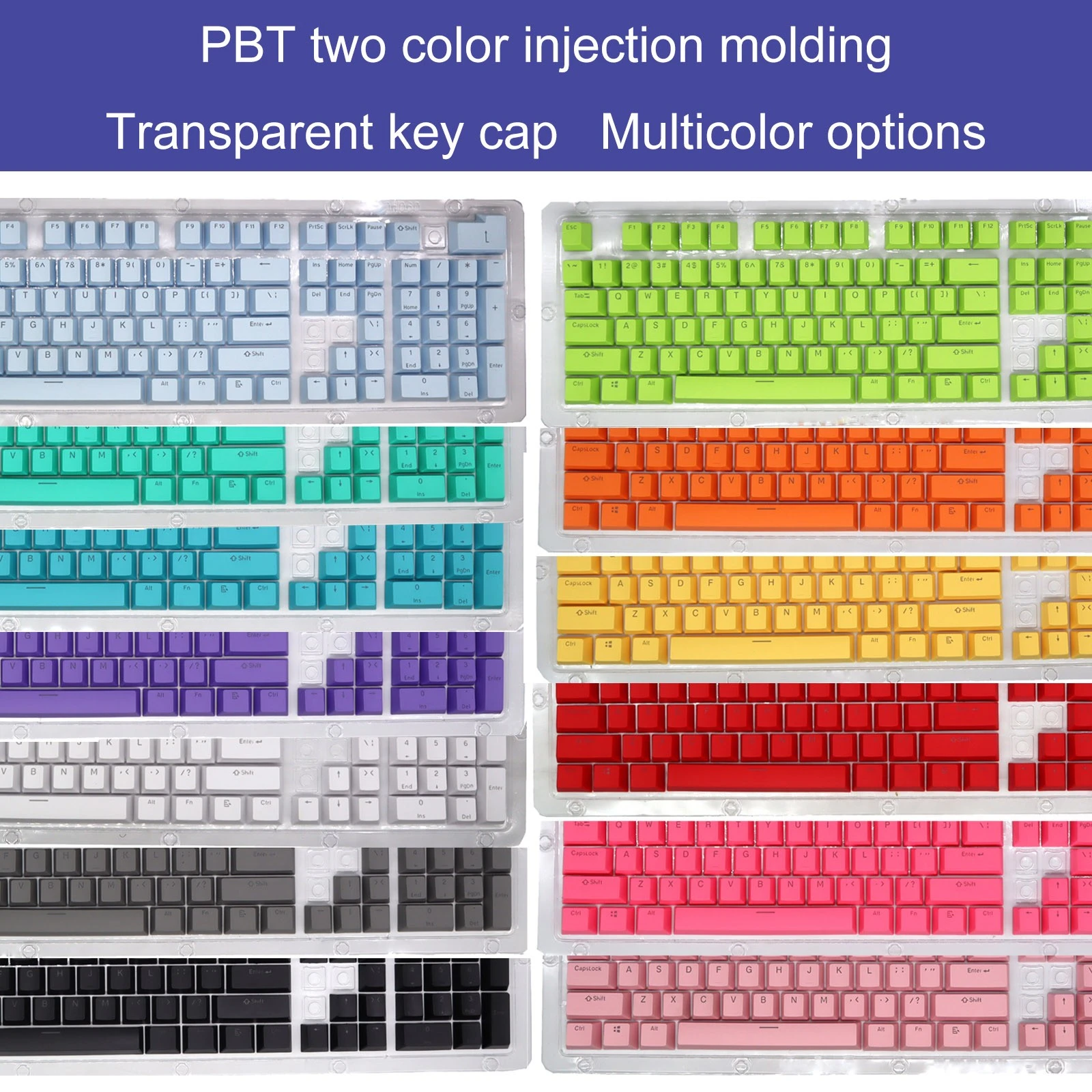 korean computer keyboard PBT 104 Keys Keycaps OME Height Keycap Set Color Replacement Solid color Keyboard Switch Keycaps Backlit Key Caps In STOCK pc keyboard