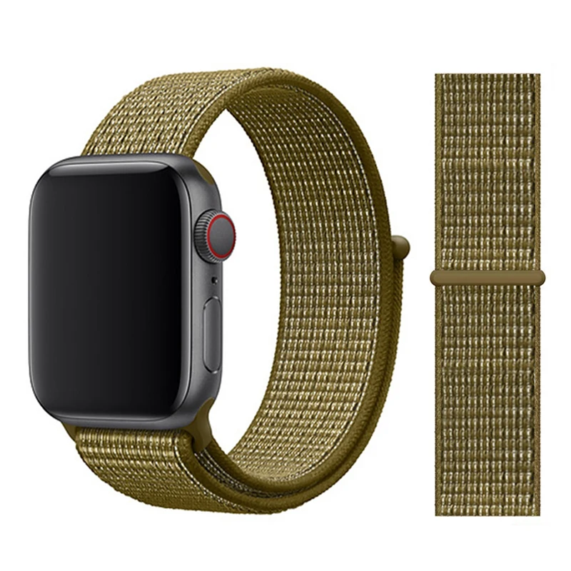 Olive Flak Lbiaodai Sport Loop ремешок Для Apple Watch band Apple watch 4 3 correa iwatch band 42мм 38мм 44мм 40мм браслет на руку Плетеный нейлон - Цвет ремешка: Olive Flak