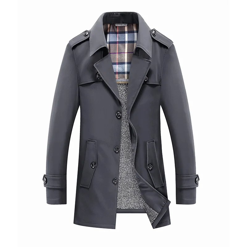 

Mens Trench Long Coat Fashion Male Solid Color Casual Mens Trench Coat Jacket Spring Autumn Overcoat Military Turn down Collar