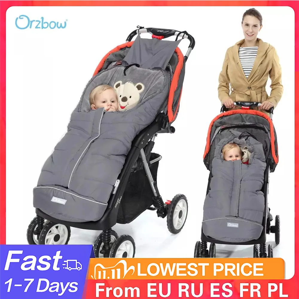 Orzbow Baby Stroller Sleepsacks Footmuff Newborns Envelopes in Travel Winter Warm Children Stroller Sleeping Bags for kids Windp afbeelding