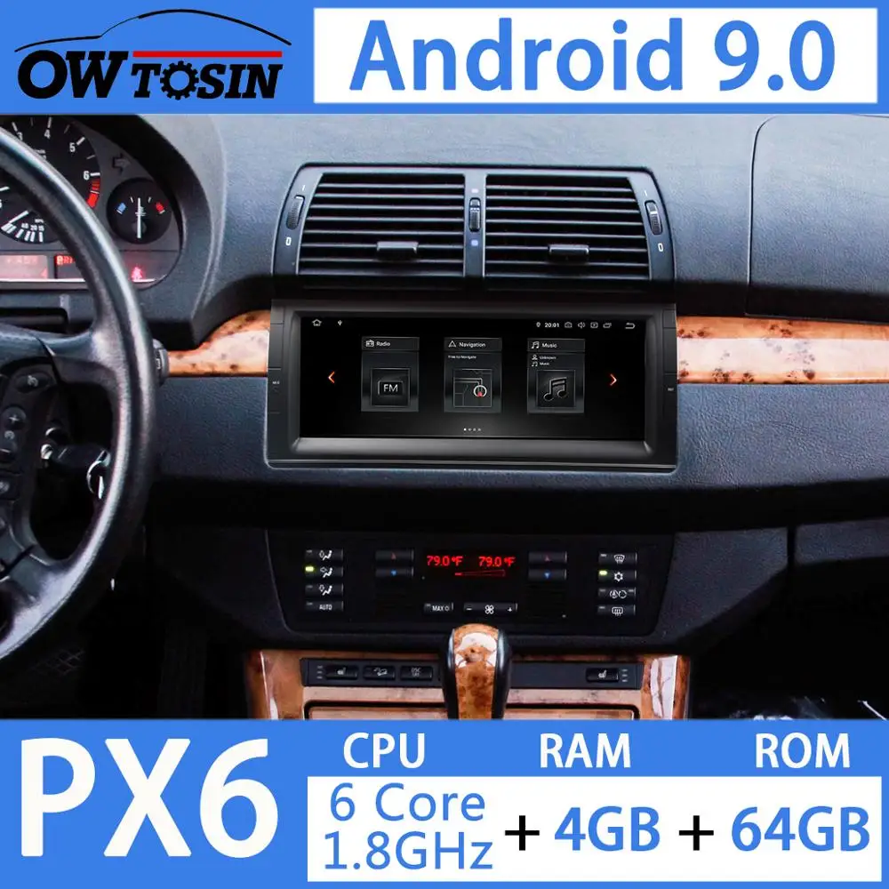 10,2" 8 ядро PX6 Android 9,0 4 Гб Оперативная память+ 64 Гб Встроенная память автомобильный мультимидийный навигатор навигации плеер для BMW E39 X5 M5 E38 E53 DSP CarPlay радио