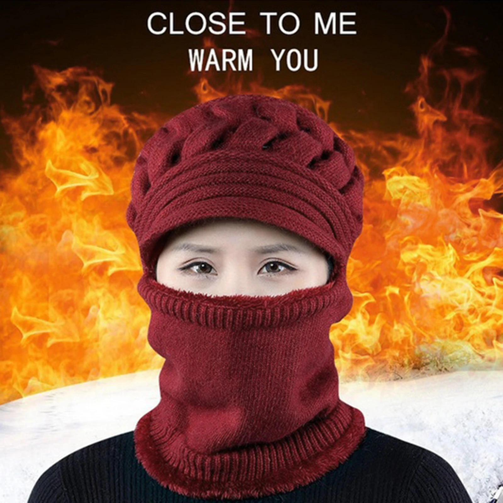 Womens Beanie Winter Hat Scarf Set Slouchy Warm Snow Knit Skull Cap Outdoor Hat, Warm & Comfortable