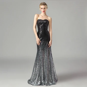 

Alagirls 2020 Charming Black Sequin Evening Dresses Sexy Sweetheart Long Prom Dresses Simple Party Dresses Vestidos de fiesta