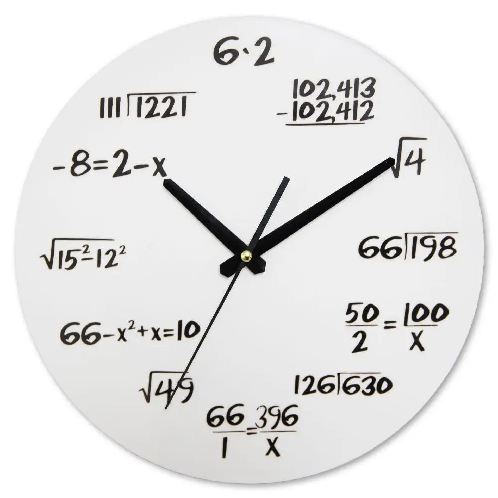 DishyKooker Creative Math Clock Mathematics Formula Wall Clock Silent