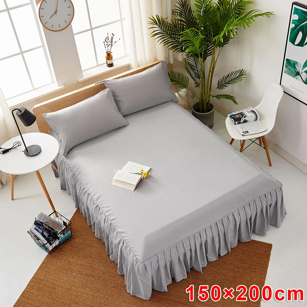 1* кровать юбка эластичная простыня матрас защитный чехол отель плиссированные постельное белье украшения - Цвет: Gray1 150 200cm