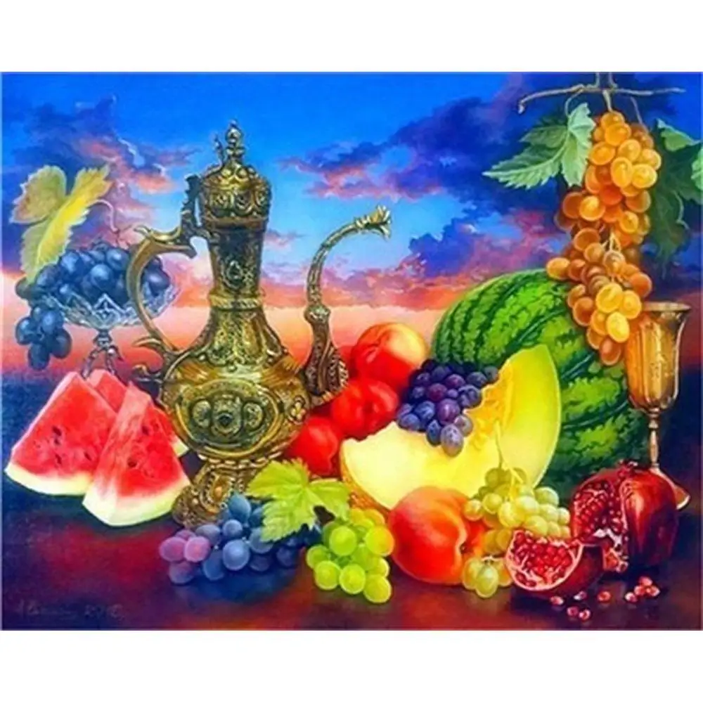 Diamond-Painting DIY Round Drill 5D Set Cross Stitch still life watercolour Fruits Embroidery Art Home Leisure Kits | Дом и сад