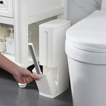 

Bathroom Waste Bins Set Trash Bucket Plastic with Toilet Brush Bathroom Dustbin Trash Cans Garbage Bucket Garbage Bag Dispenser