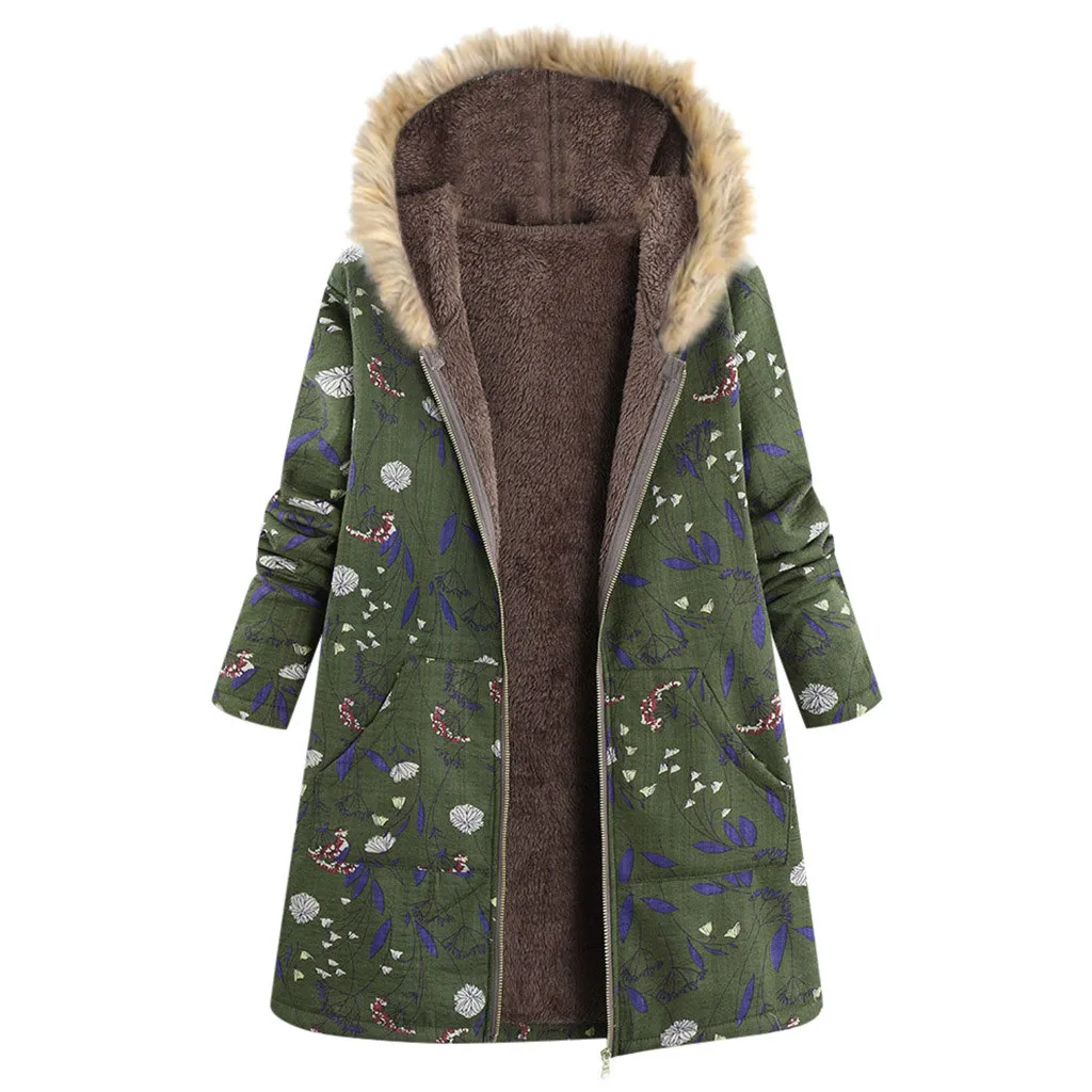 Осеннее зимнее женское пальто с меховым воротником на молнии и бархатный кардиган с принтом, длинное пальто на пуговицах, верхняя одежда, ropa mujer