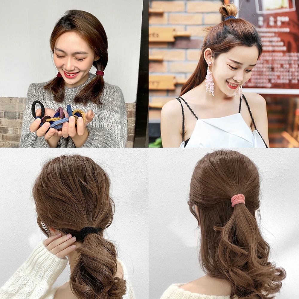 Cute Diamond Block Hair Ties Women Elastic Rubber HandBand Korean Style Girl Wom