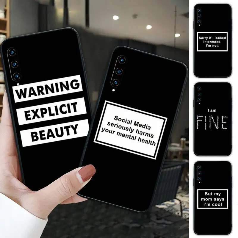 

Classic Fashion Letter Text Black Silicone Cover Case For Huawei Honor 7A 8s 8x 9X 9 10 20s 20 Lite V 30 PRO PLAY Funda