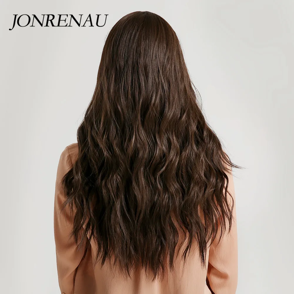 JONRENAU смешанный коричневый цвет Длинные Синтетические женские парики естественная волна термостойкие волокна волос парики для черных/белых женщин