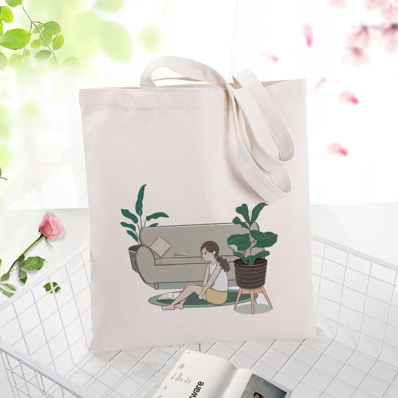 Зеленая серия Сумка вместительная сумка для покупок сумка холщовая на заказ Печать текстовый логотип DIY ежедневное использование экологическая многоразовая утилизация