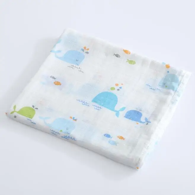 Детское Пеленальное Одеяло, детское банное полотенце, материал для новорожденных, газовые хлопковые пеленки, мягкие дышащие с животным принтом, YGH004 - Цвет: YGH004E-120X110cm
