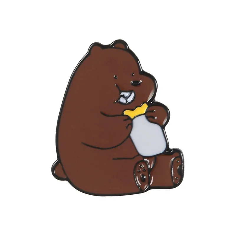 Милые животные Эмаль Булавка расточные медведь резиновые сапоги свинья милый пингвин панда значки Броши рубашка сумка нагрудные булавки мультфильм ювелирные изделия подарок - Окраска металла: Bear 2