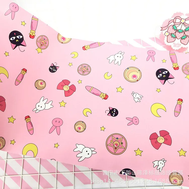 10 Styles 30*67CM Sailor Moon Sakura Photo Background Tablecloth Action Figure PU Lovely Computer Keyboard Table Mat Home Decor - Color: H