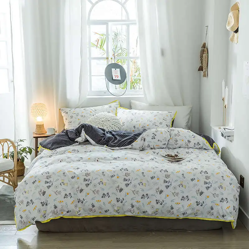 Комплект постельных принадлежностей, постельное белье с рисунком «гусиная лапка», геометрический плоский лист, двойное одеяло, не одеяло, домашний текстиль, пододеяльник для взрослых - Color: 15