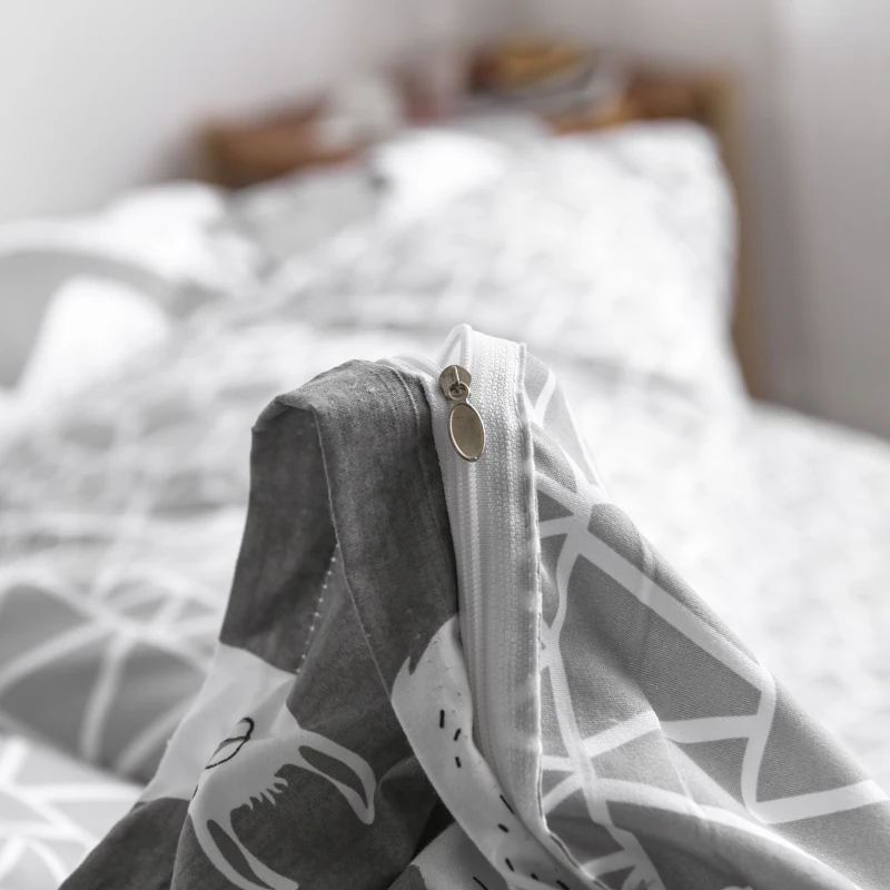 Liv-Esthete Мультфильм Альпака постельное белье серый пододеяльник Покрывало плоский лист наволочка один двойной Королева Постельное белье для кровати кинг-сайз