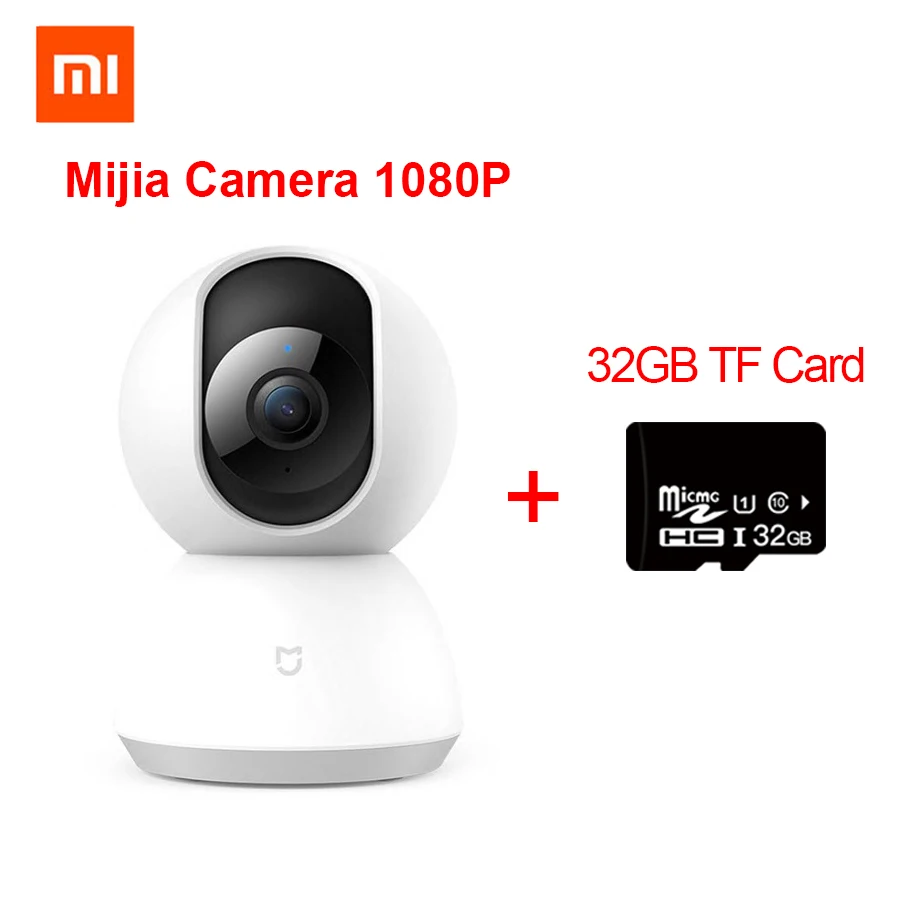 Оригинальная смарт-камера Xiaomi Mijia 1080 P, ip-камера, веб-камера, видеокамера, 360 угол обзора, Wi-Fi, беспроводное ночное видение, AI, улучшенное Обнаружение движения - Цветной: Mijia 32GB Card